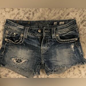 Miss Me Distressed Blue Jean Shorts size 28